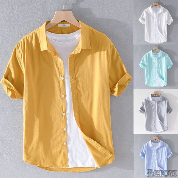 Men's polyester short sleeve dress shirts