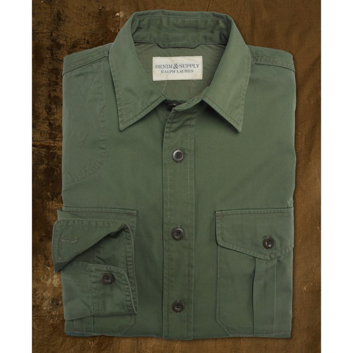 Army green mens dress shirt