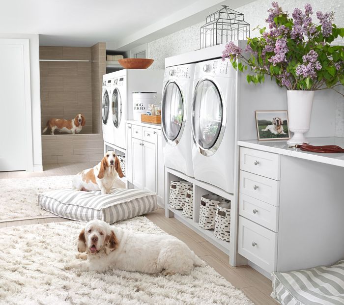 How to decorate a long narrow laundry room