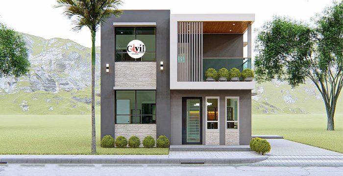 Desain teras depan rumah dua lantai minimalis