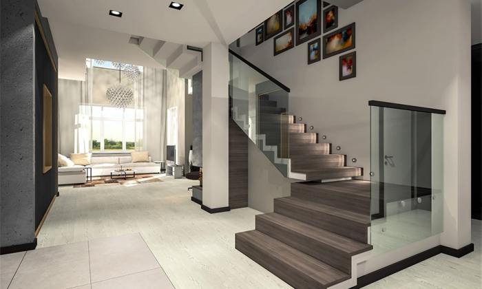 Stairs bungalow modern house interior ideas staircase stair concrete case indoor wood choose board duplex article dressyourhome